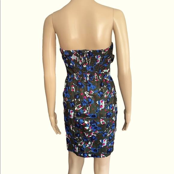 RACHEL ROY Strapless Bodycon Dress Womens Green Blue Floral Sweetheart - Picture 2 of 8